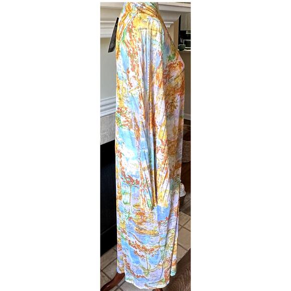 NWT Attitudes by Renee Sz M Italian Villa Print Sheer Coverup Kimono Duster QVC - Picture 5 of 9